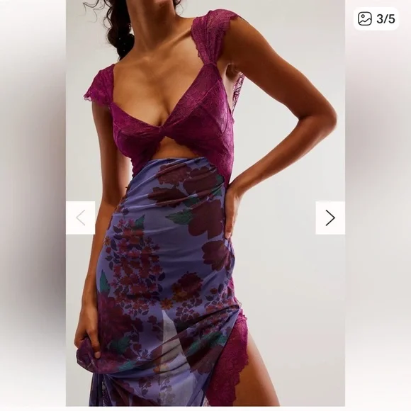 Free People Purple and Red Floral Maxi Skirt - Picture 3 of 5